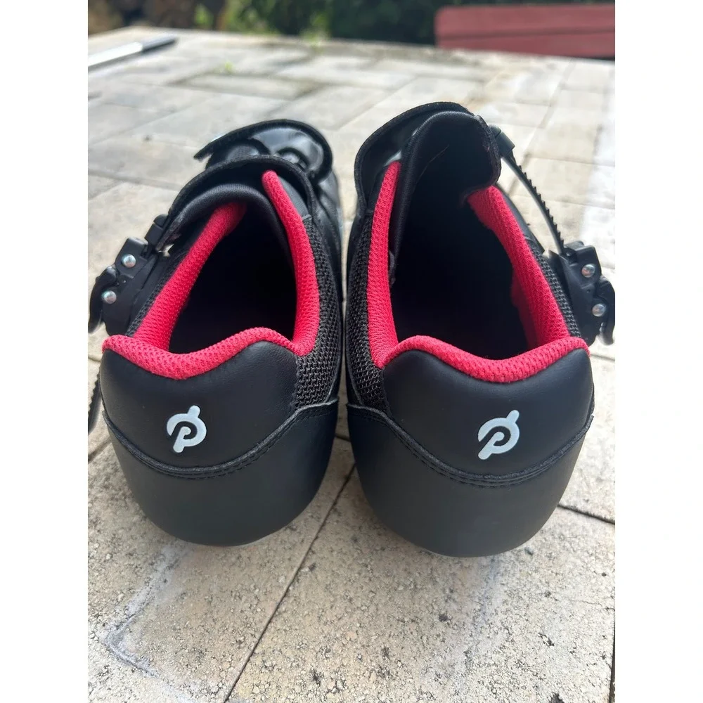 Peloton Cycling Shoes Black Red EU 42 Mens 9 Womens 11 with Cleats PL-SH-01